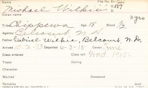 Michael Wilkie Student Information Card