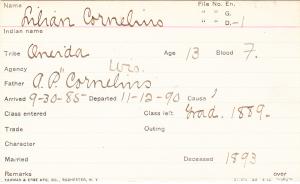 Lillie Cornelius Student Information Card Lillie Cornelius Student Information Card