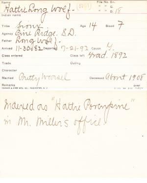 Hattie Long Wolf Student Information Card Hattie Long Wolf Student Information Card