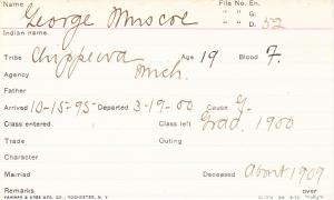 George Muscoe Student Information Card 