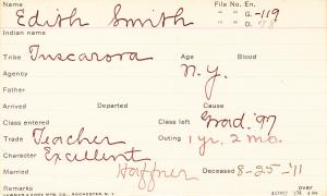 Edith Smith Student Information Card
