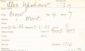 Alexander Upshaw Student Information Card Alexander Upshaw Student Information Card