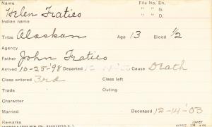 Helen Fraties Student Information Card