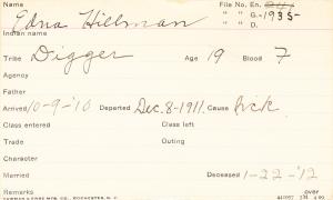 Edna Hillman Student Information Card Edna Hillman Student Information Card