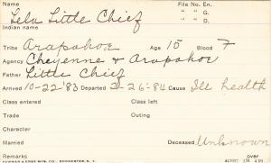 Lela Little Chief Student Information Card