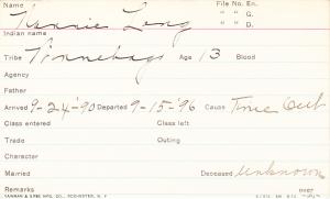 Nannie Long Student Information Card