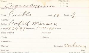 Agnes Marmon Student Information Card