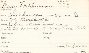 Mary Wilkinson Student Information Card