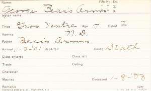 George Bears Arm Student Information Card George Bears Arm Student Information Card
