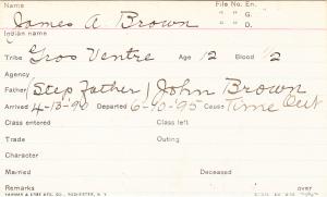 James A. Brown Student Information Card