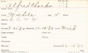 Alfred Charko Student Information Card