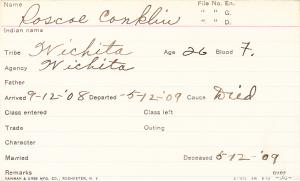 Roscoe Conklin Student Information Card Roscoe Conklin Student Information Card