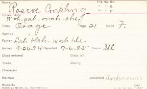 Roscoe Conkling (Moh sah onah she) Student Information Card