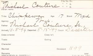 Michael Couture Student Information Card