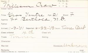 William Crow Student Information Card William Crow Student Information Card