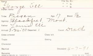 George Ell Student Information Card