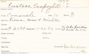 Eustace Esapoyhet Student Information Card Eustace Esapoyhet Student Information Card