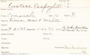 Eustace Esapoyhet Student Information Card