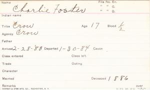 Charlie Foster Student Information Card