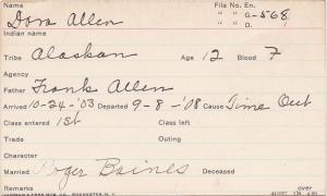 Dora Allen Student Information Card Dora Allen Student Information Card