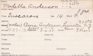 Madella Anderson Student Information Card