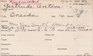 Gertrude Antone Student Information Card Gertrude Antone Student Information Card