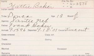 Hattie Baker Student Information Card Hattie Baker Student Information Card