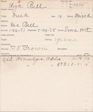 Eliza Bell Student Information Card Eliza Bell Student Information Card