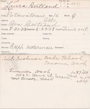 Laura Bertrand Student Information Card Laura Bertrand Student Information Card