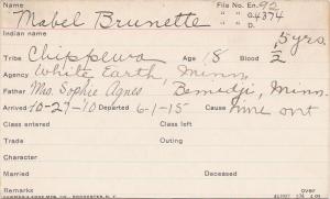 Mabel Brunette Student Information Card