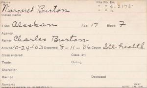 Margaret Burton Student Information Card