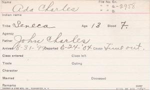Ada Charles Student Information Card