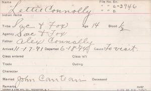 Lettie Connolly Student Information Card