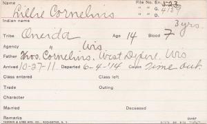 Lillian Cornelius Student Information Card