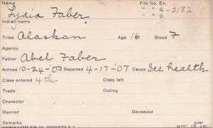 Lydia Faber Student Information Card