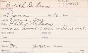 Edith Gibson Student Information Card