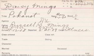 Daisy Mingo Student Information Card Daisy Mingo Student Information Card