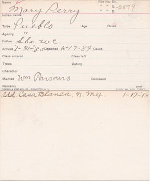 Mary Perry Student Information Card Mary Perry Student Information Card