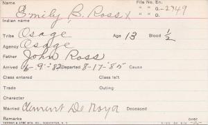 Emily B. Ross Student Information Card