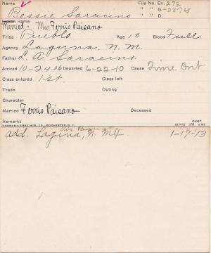 Bessie Saracino Student Information Card Bessie Saracino Student Information Card