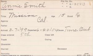 Annie Smith Student Information Card