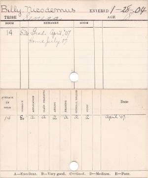 Nicodemus Billy Progress Card Nicodemus Billy Progress Card