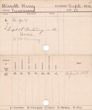 Harry Bissell Progress Card