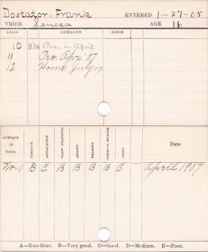Frank Doxtator Progress Card Frank Doxtator Progress Card
