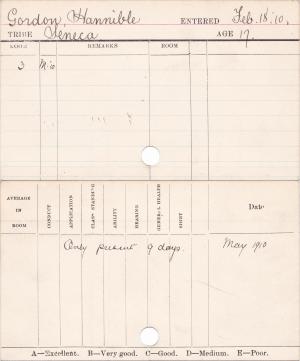 Hannible Gordon Progress Card Hannible Gordon Progress Card