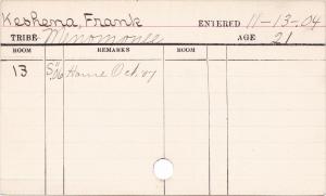 Frank Keshena Progress Card