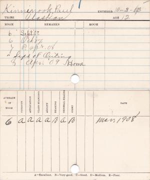 Paul Richard Kinninook Progress Card Paul Richard Kinninook Progress Card