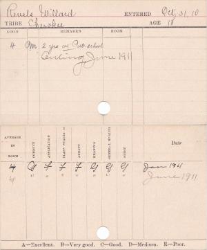 Willard Revels Progress Card Willard Revels Progress Card
