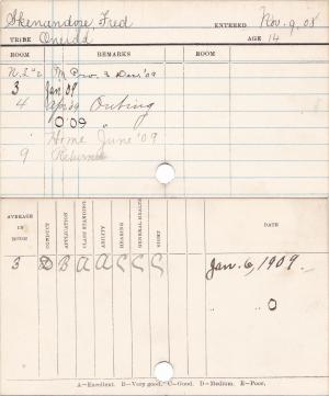 Fred Skenandore Progress Cards Fred Skenandore Progress Cards