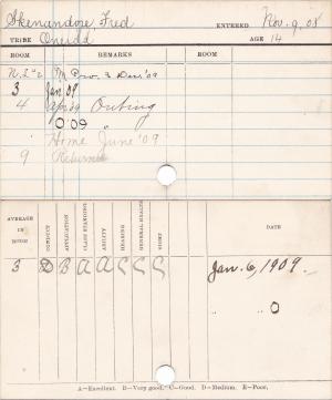 Fred Skenandore Progress Cards